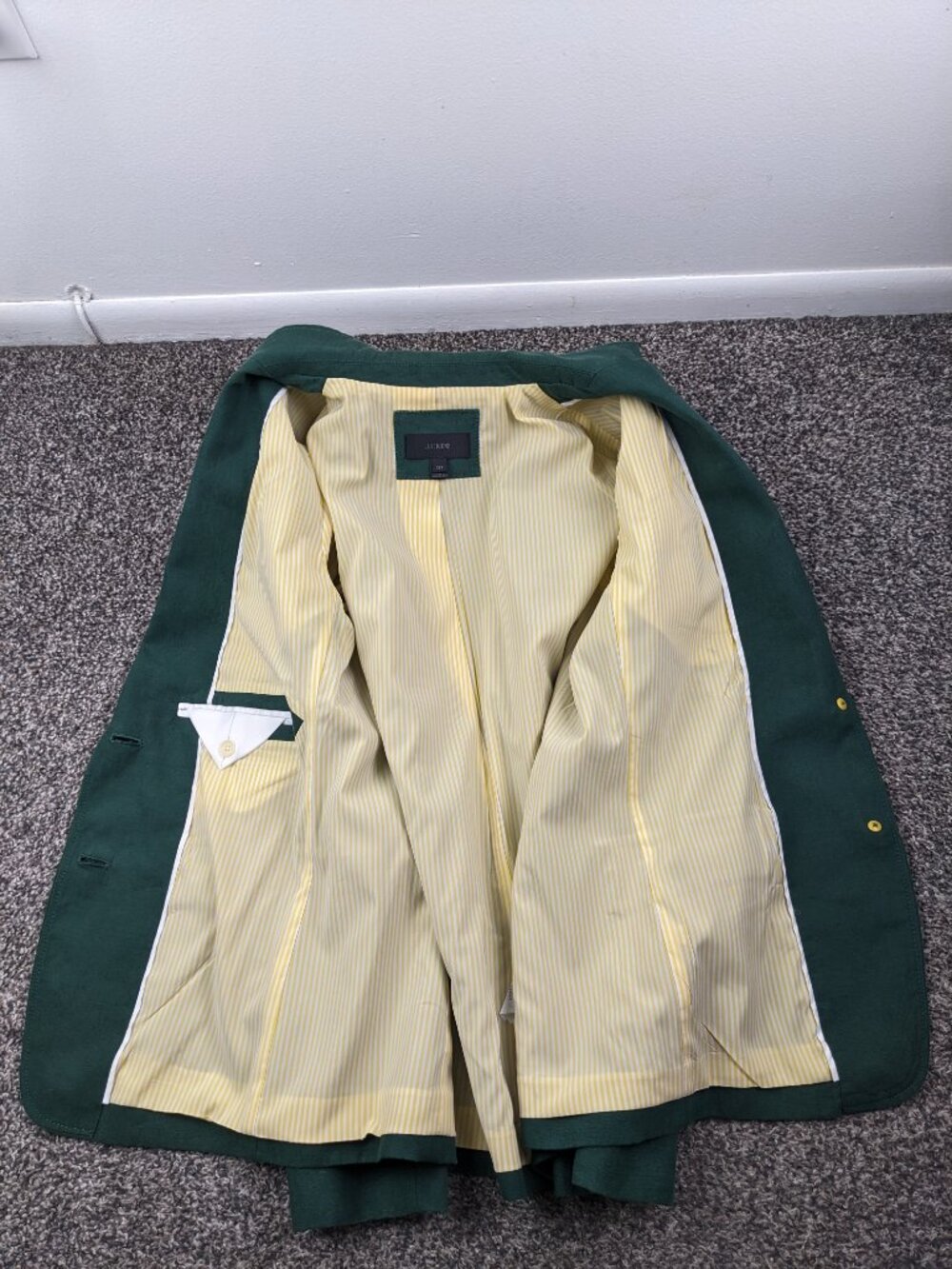 J Crew Blazer Jacket 100% Linen Gold Button Green Womens 12 12T Tall - Picture 5 of 14